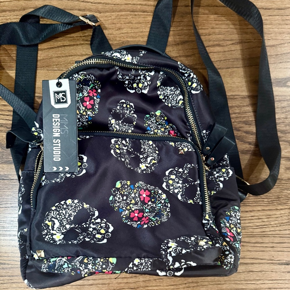 New Black Satin Medium Size  BackPack